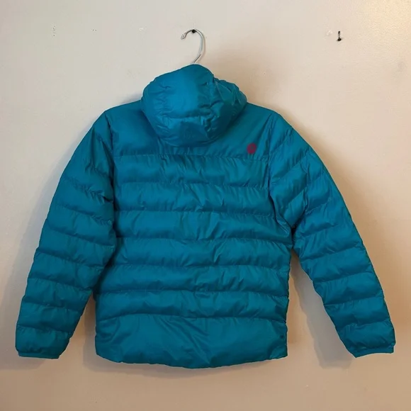 Marmot Girls Puffer Hooded Jacket With Pockets Teal/Hot Pink Size XL - Picture 9 of 13